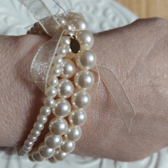 croft & barrow Jewelry - Croft&Barrow Gold Tone/Triple Multi-Strand Faux Pearl Stretch Bracelet